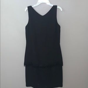Liz Claiborne sleeveless black dress with fringe